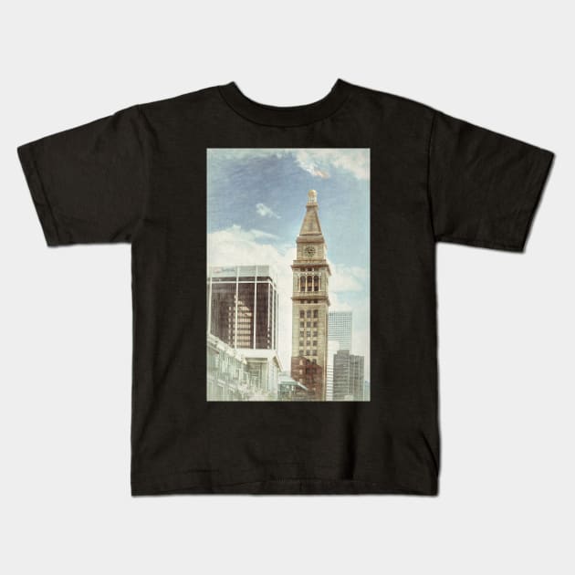 Denver D And F Clock Tower Kids T-Shirt by art64